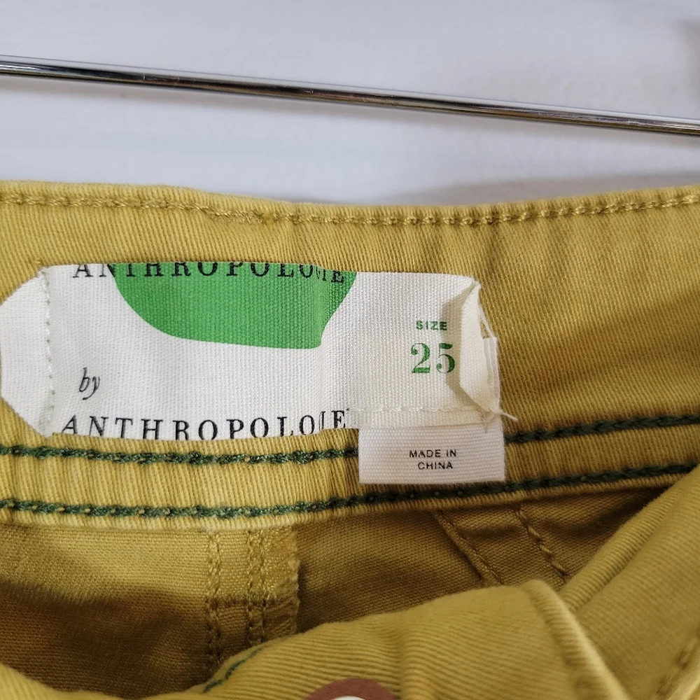 ANTHROPOLOGIE Jefferson mustard mid rise skinny leg slim utility chino pants
